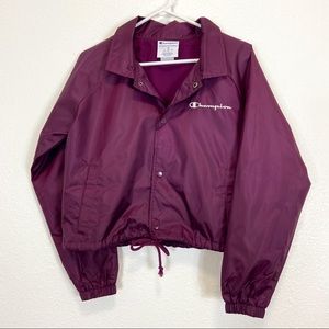 Champion Authentic Athleticwear Coaches Cropped Purple Jacket Size Medium